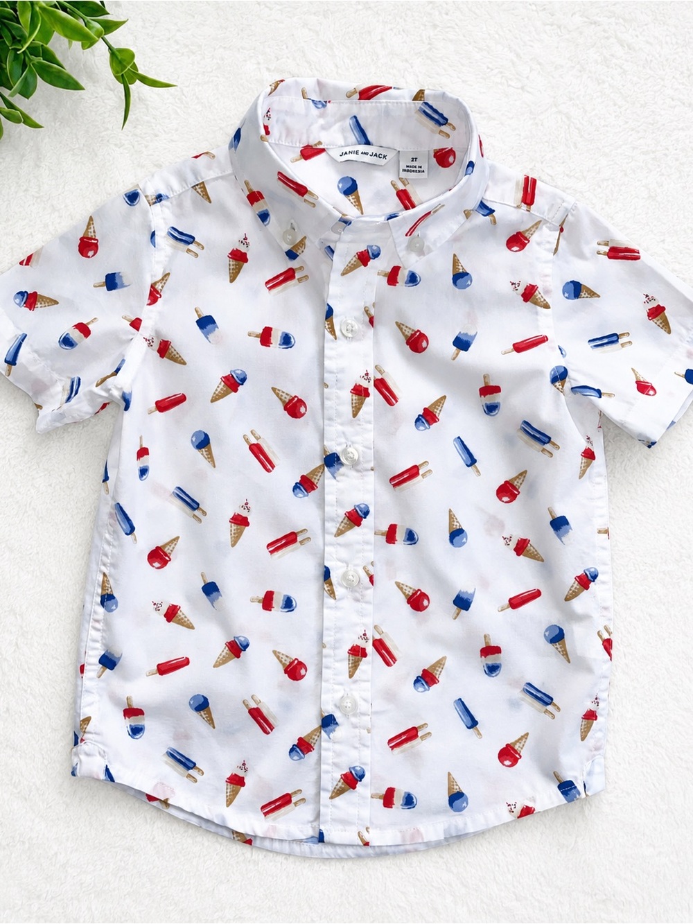 Janie and Jack Ice Cream Poplin Shirt 2T Patriotic EUC Fourth of July